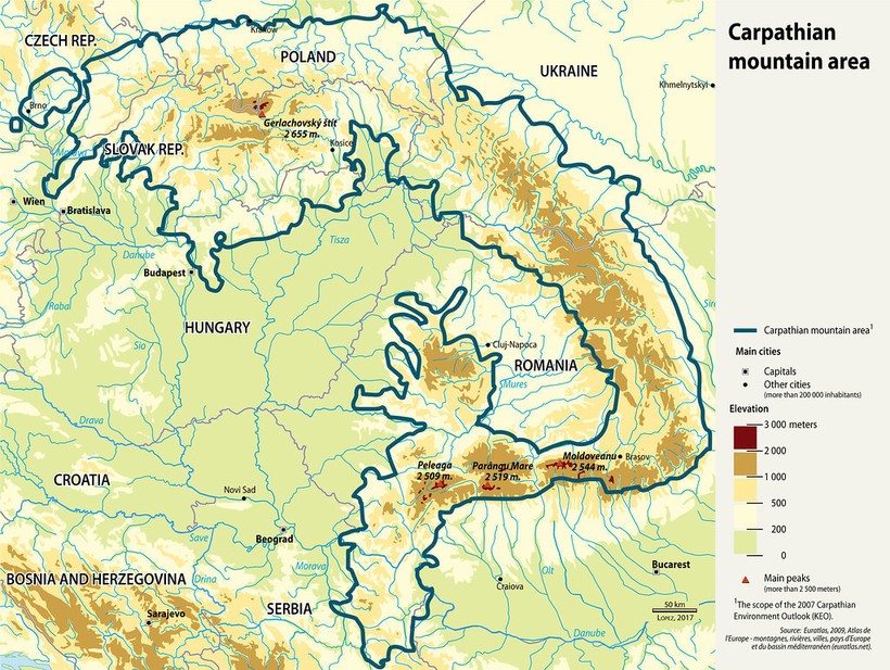 Карпаты на карте